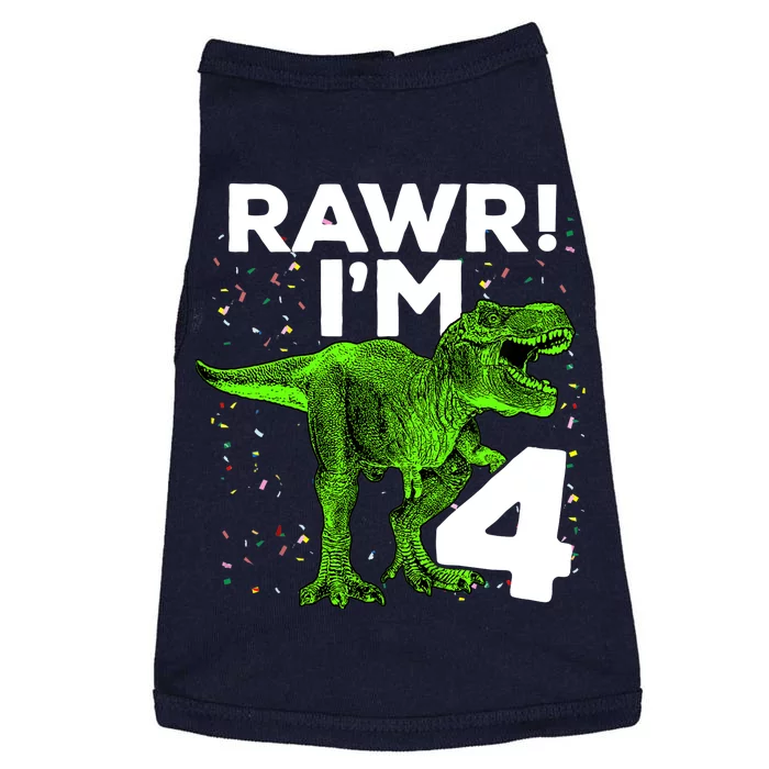 Roar Rawr I'm Four 4 T Rex Dinosaur Birthday for Boy Doggie Tank