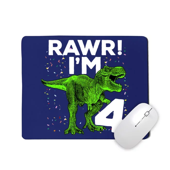 Roar Rawr I'm Four 4 T Rex Dinosaur Birthday for Boy Mousepad