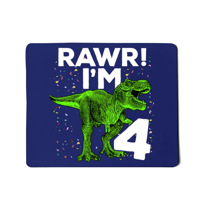 Roar Rawr I'm Four 4 T Rex Dinosaur Birthday for Boy Mousepad