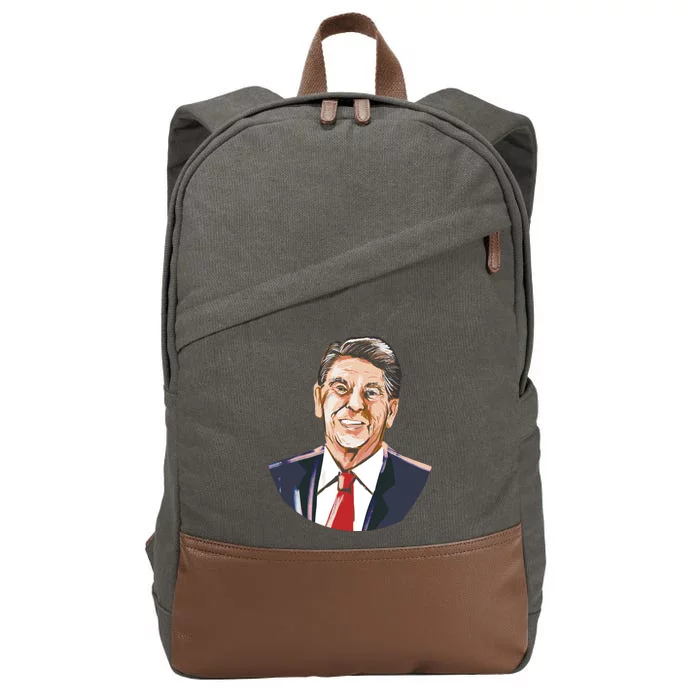 Ronald Reagan Illustration Cotton Canvas Backpack