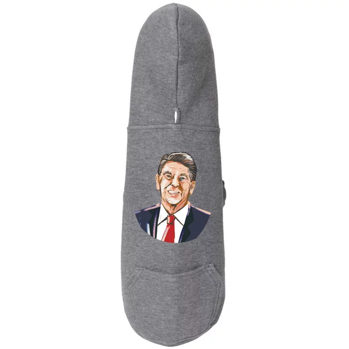 Ronald Reagan Illustration Doggie 3-End Fleece Hoodie