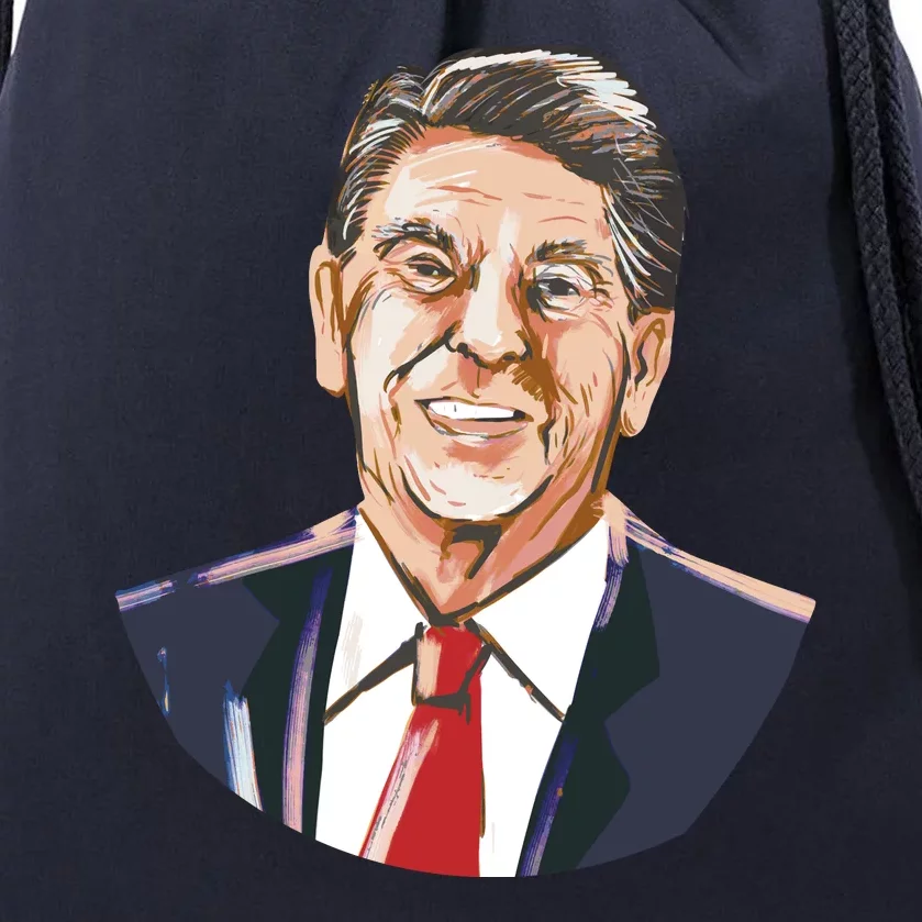 Ronald Reagan Illustration Drawstring Bag