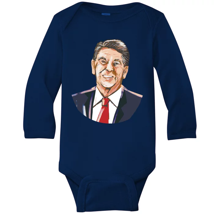 Ronald Reagan Illustration Baby Long Sleeve Bodysuit