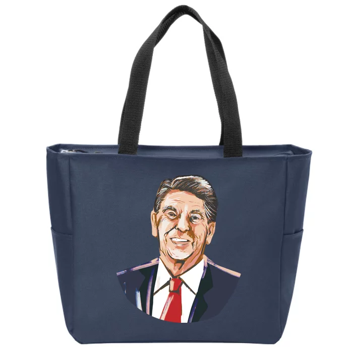 Ronald Reagan Illustration Zip Tote Bag