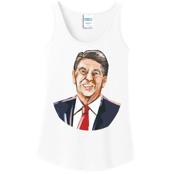 Ronald Reagan Illustration Ladies Essential Tank