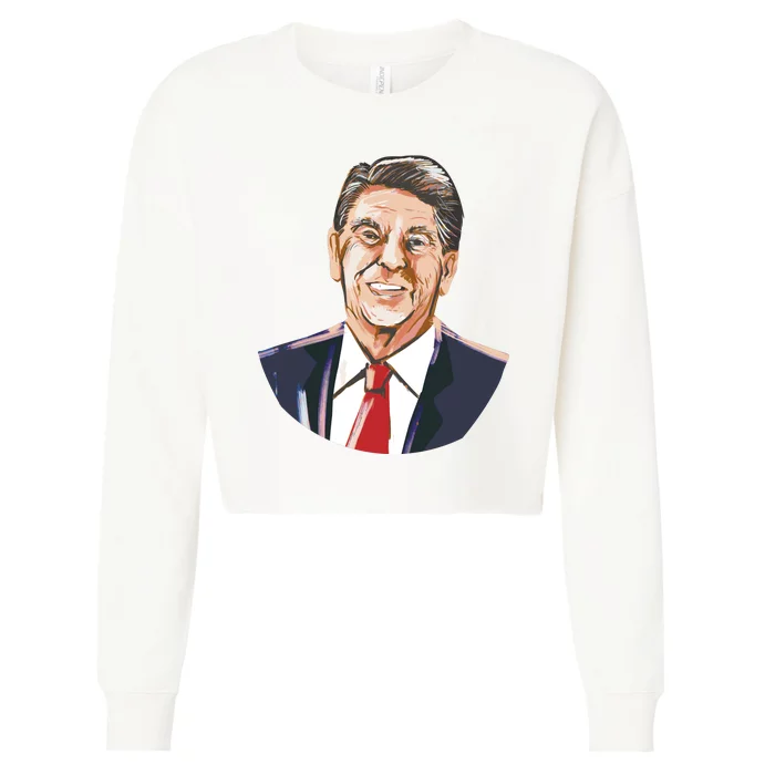 Ronald Reagan Illustration Cropped Pullover Crew