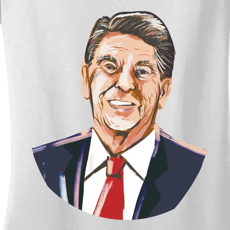 Ronald Reagan Illustration Women's V-Neck T-Shirt