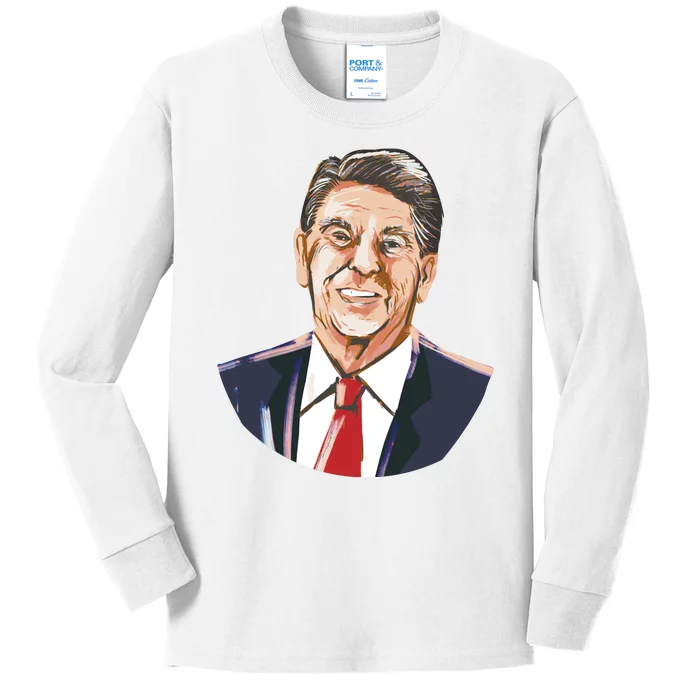 Ronald Reagan Illustration Kids Long Sleeve Shirt