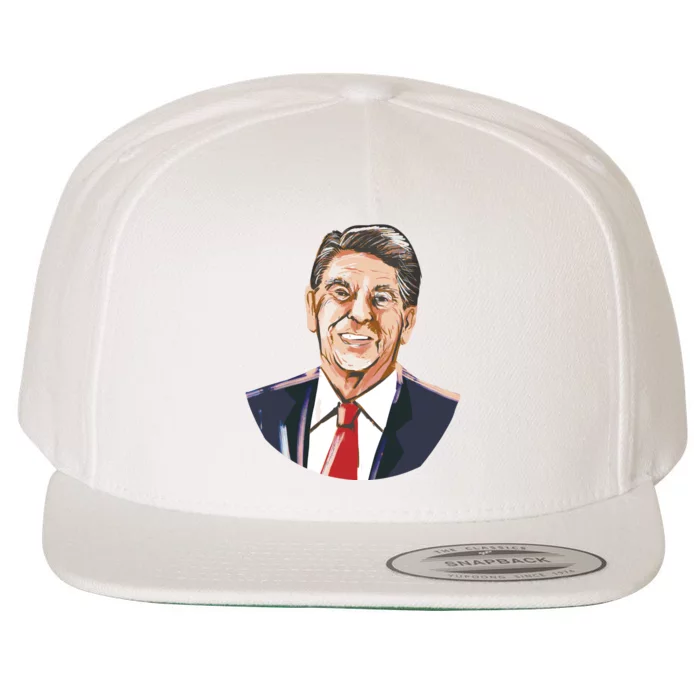 Ronald Reagan Illustration Wool Snapback Cap