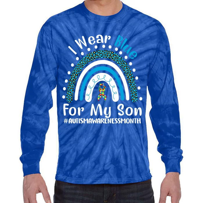 Rainbow Ribbon I Wear Blue For My Son Autism Awareness Meaningful Gift Tie-Dye Long Sleeve Shirt