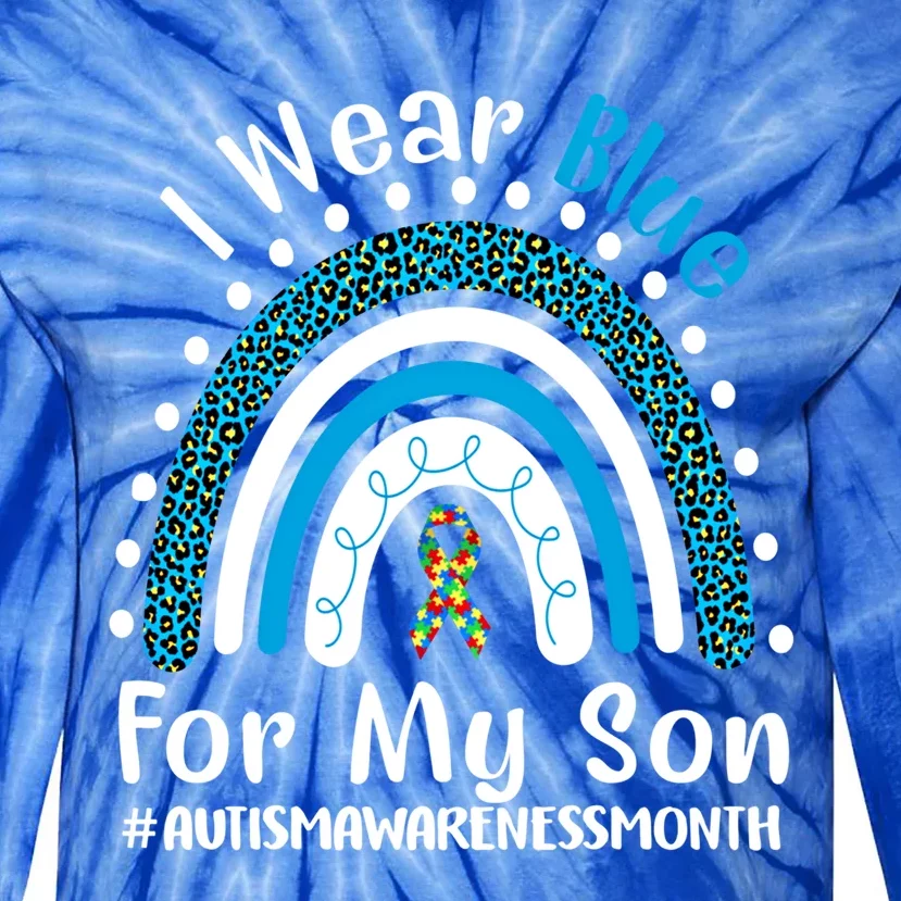 Rainbow Ribbon I Wear Blue For My Son Autism Awareness Meaningful Gift Tie-Dye Long Sleeve Shirt