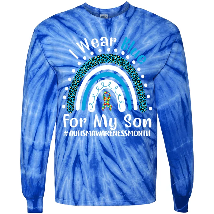 Rainbow Ribbon I Wear Blue For My Son Autism Awareness Meaningful Gift Tie-Dye Long Sleeve Shirt