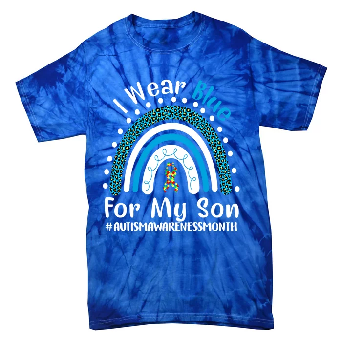 Rainbow Ribbon I Wear Blue For My Son Autism Awareness Great Gift Tie-Dye T-Shirt