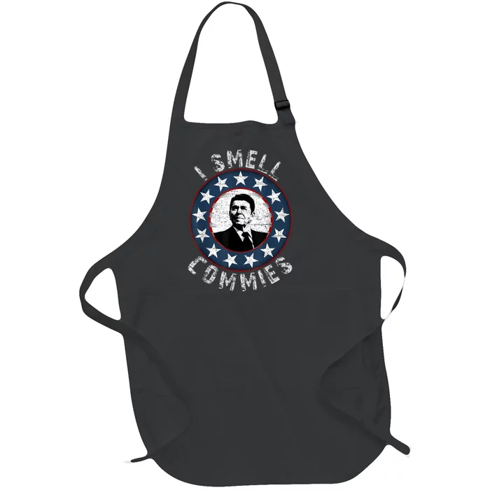 Ronald Reagan I Smell Commies Retro Vintage Political Humor Full-Length Apron With Pocket