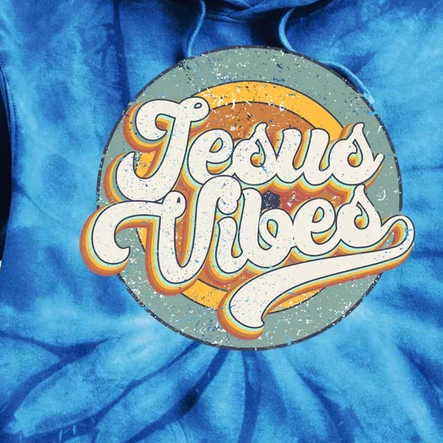 Retro Rainbow Jesus Vibes Bible Verse Christian Religious Gift Tie Dye Hoodie