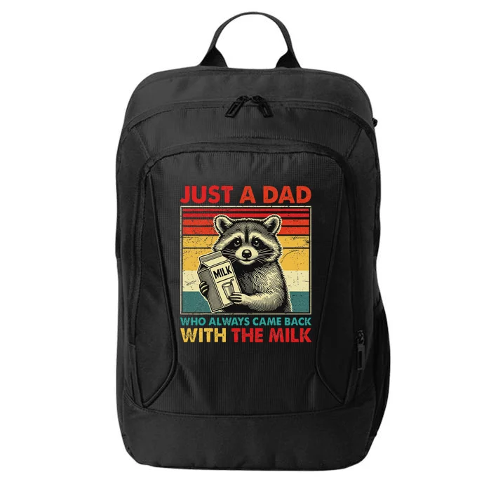 Retro Raccoon Just A Dad Who Always Came Back With The Milk City Backpack