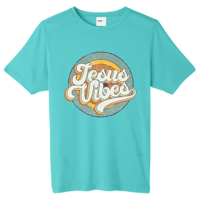 Retro Rainbow Jesus Vibes Bible Verse Christian Religious Gift ChromaSoft Performance T-Shirt