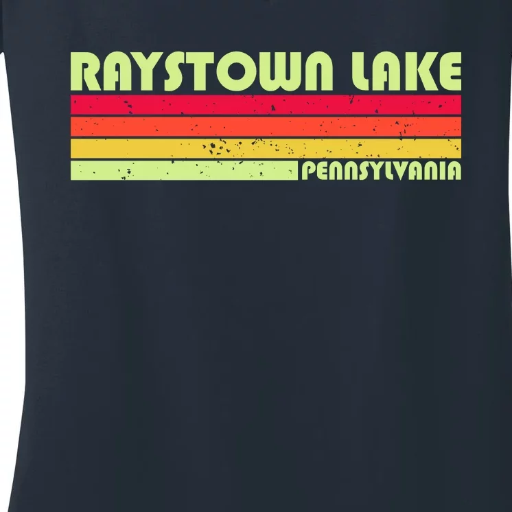 Retro Raystown Lake Pennsylvania Women's V-Neck T-Shirt