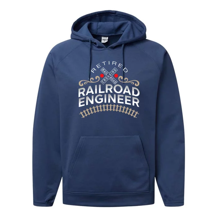 Retired Railroad Locomotive Train Engineer Performance Fleece Hoodie