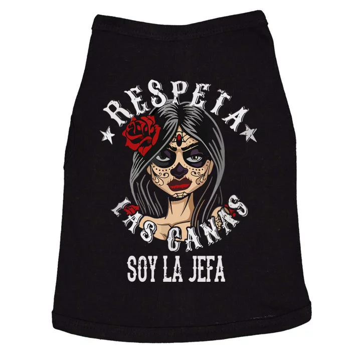 Retro Respeta Las Canas La Jefa Funny Spanish Gift For Halloween Doggie Tank