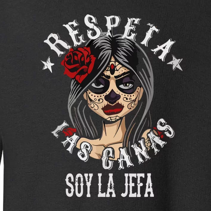 Retro Respeta Las Canas La Jefa Funny Spanish Gift For Halloween Toddler Sweatshirt