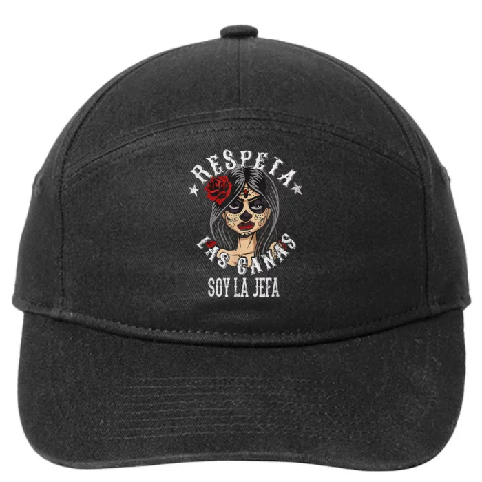 Retro Respeta Las Canas La Jefa Funny Spanish 7-Panel Snapback Hat