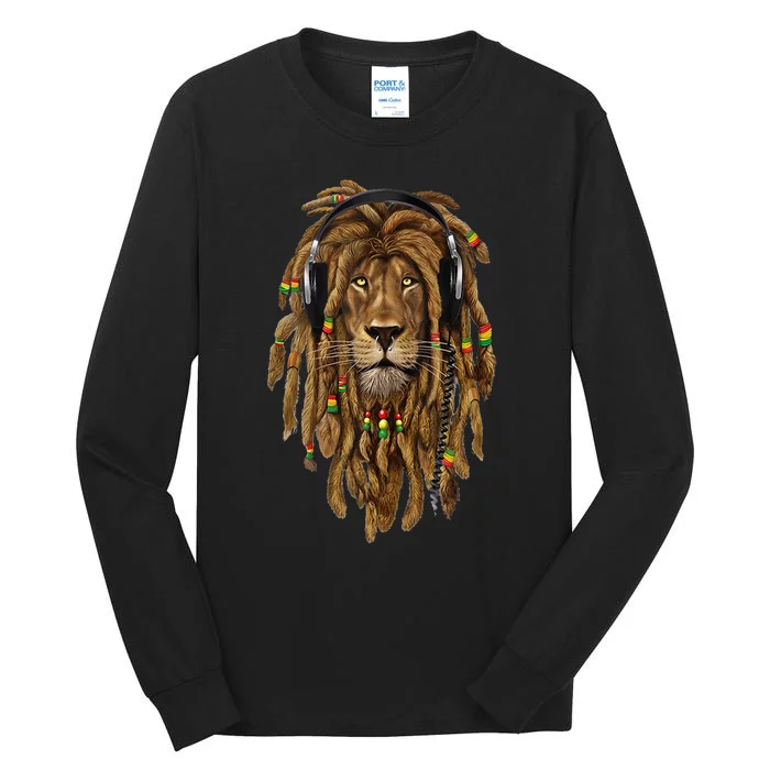 Rasta Reggae Lion Music Art For Rastafari Lover Tall Long Sleeve T-Shirt