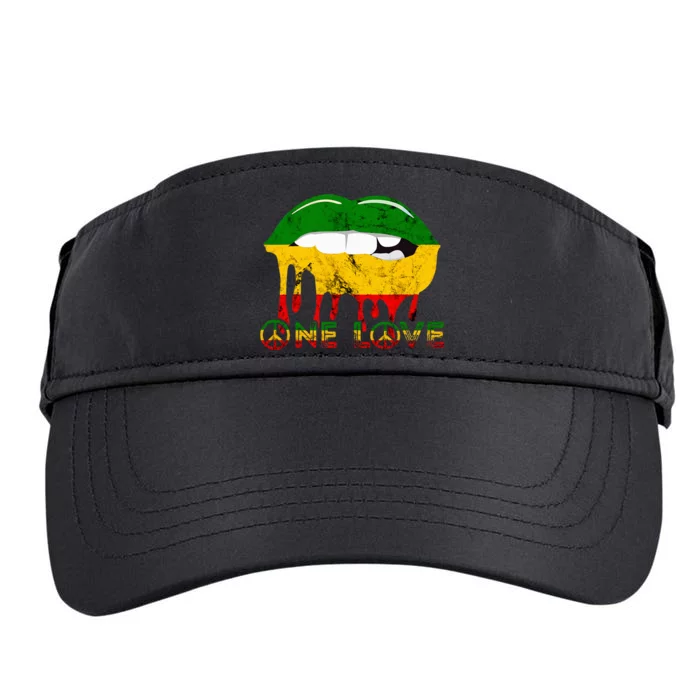 Rasta Reggae Lips Mouth Jamaican Music Kissing One Love Adult Drive Performance Visor