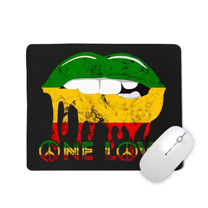 Rasta Reggae Lips Mouth Jamaican Music Kissing One Love Mousepad