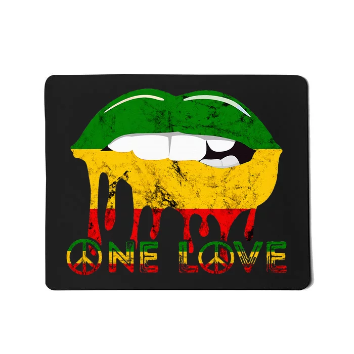 Rasta Reggae Lips Mouth Jamaican Music Kissing One Love Mousepad