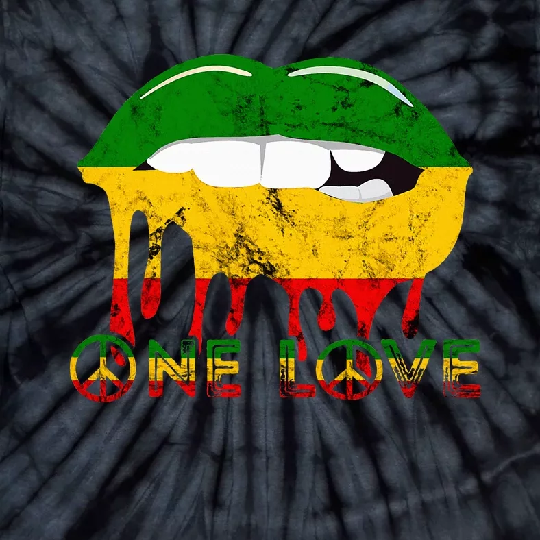 Rasta Reggae Lips Mouth Jamaican Music Kissing One Love Tie-Dye T-Shirt