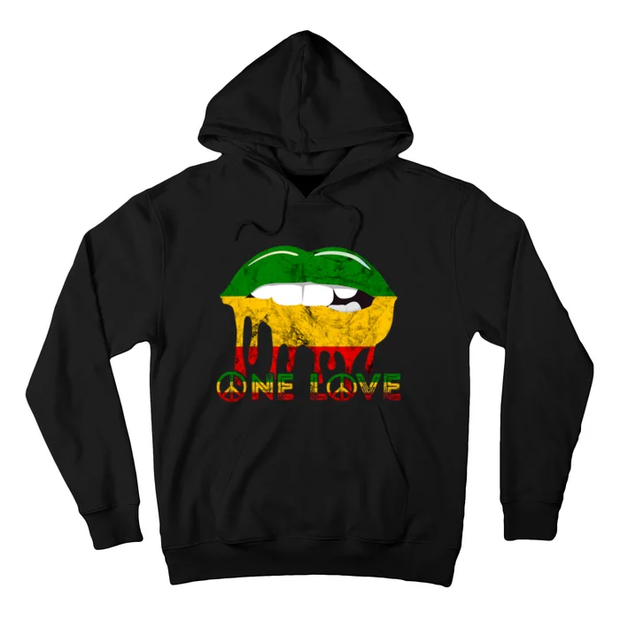 Rasta Reggae Lips Mouth Jamaican Music Kissing One Love Hoodie