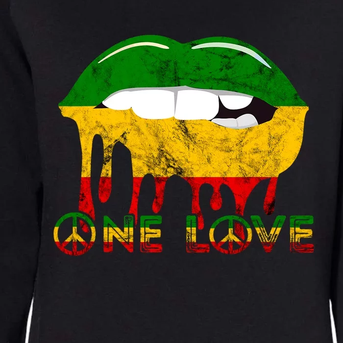 Rasta Reggae Lips Mouth Jamaican Music Kissing One Love Womens California Wash Sweatshirt