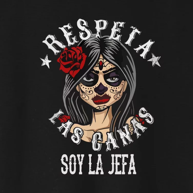 Retro Respeta Las Canas La Jefa For Girl Funny Spanish Gift Women's Crop Top Tee