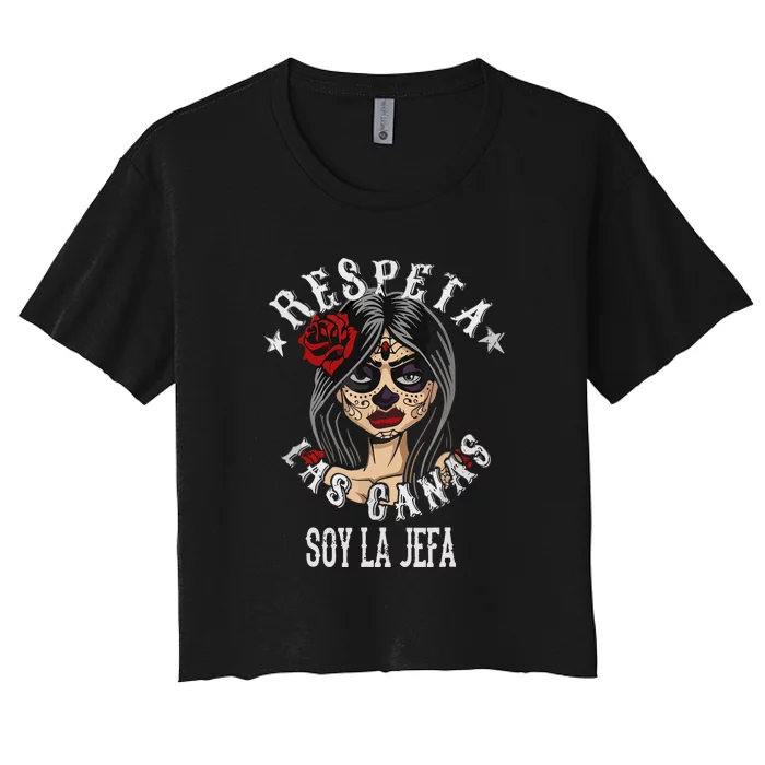 Retro Respeta Las Canas La Jefa For Girl Funny Spanish Gift Women's Crop Top Tee