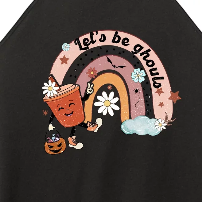 Retro Rainbow Lets Be Ghouls Pumpkin Spice Spooky Halloween Gift Women’s Perfect Tri Rocker Tank