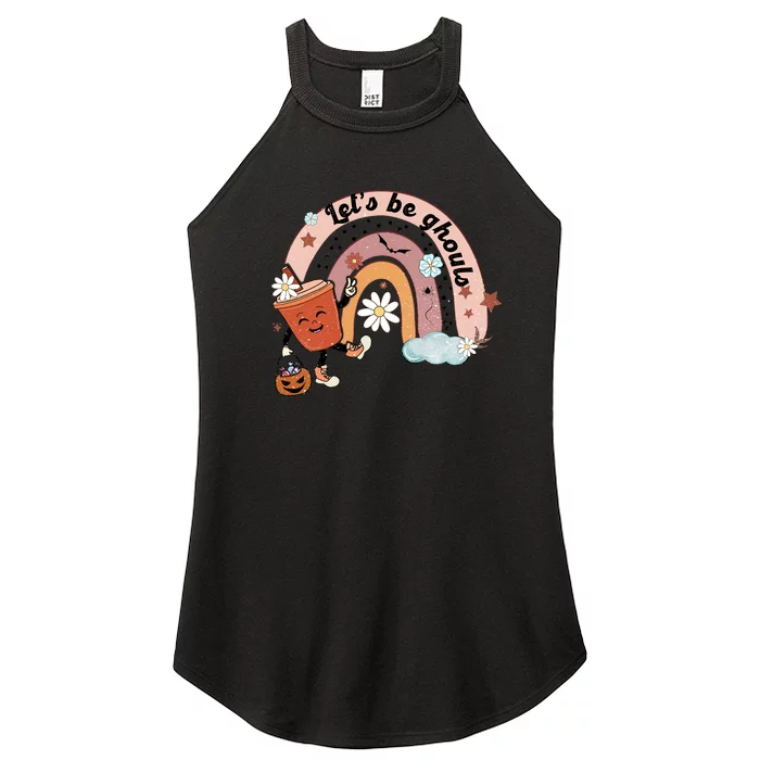 Retro Rainbow Lets Be Ghouls Pumpkin Spice Spooky Halloween Gift Women’s Perfect Tri Rocker Tank