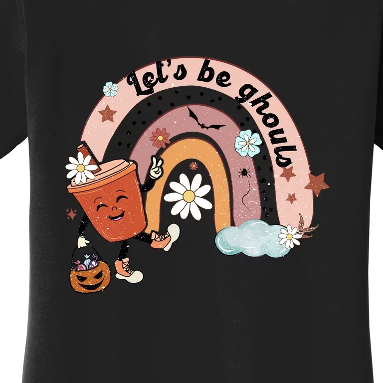 Retro Rainbow Lets Be Ghouls Pumpkin Spice Spooky Halloween Gift Women's T-Shirt