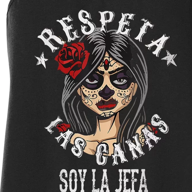 Retro Respeta Las Canas La Jefa Funny Spanish Women's Racerback Tank