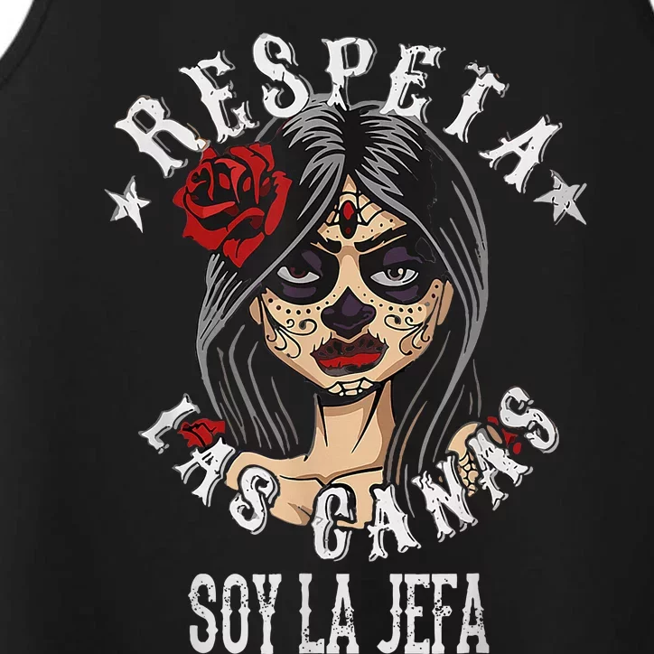 Retro Respeta Las Canas La Jefa Funny Spanish Performance Tank