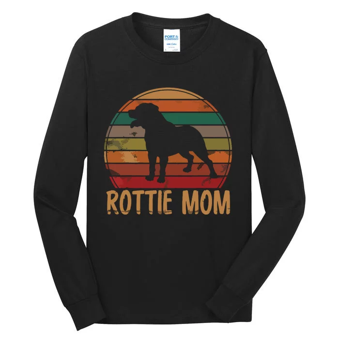 Retro Rottweiler Mom Gift Rott Dog Mother Pet Rottie Mama Tall Long Sleeve T-Shirt