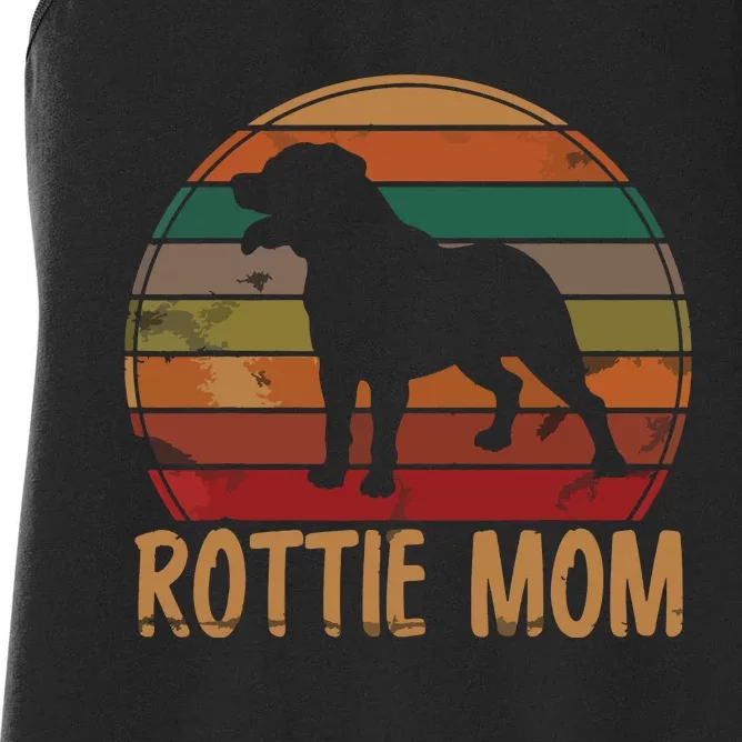 Retro Rottweiler Mom Gift Rott Dog Mother Pet Rottie Mama Women's Racerback Tank