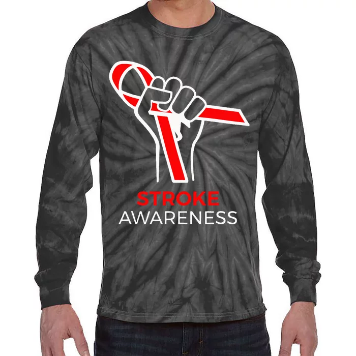 Red Ribbon Month Products Survivor National Stroke Awareness Tie-Dye Long Sleeve Shirt