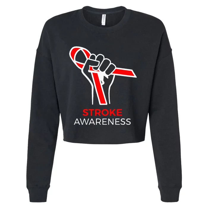 Red Ribbon Month Products Survivor National Stroke Awareness Cropped Pullover Crew