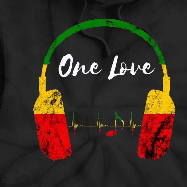 Rasta Reggae Music Headphones Jamaican Pride One Love Tie Dye Hoodie