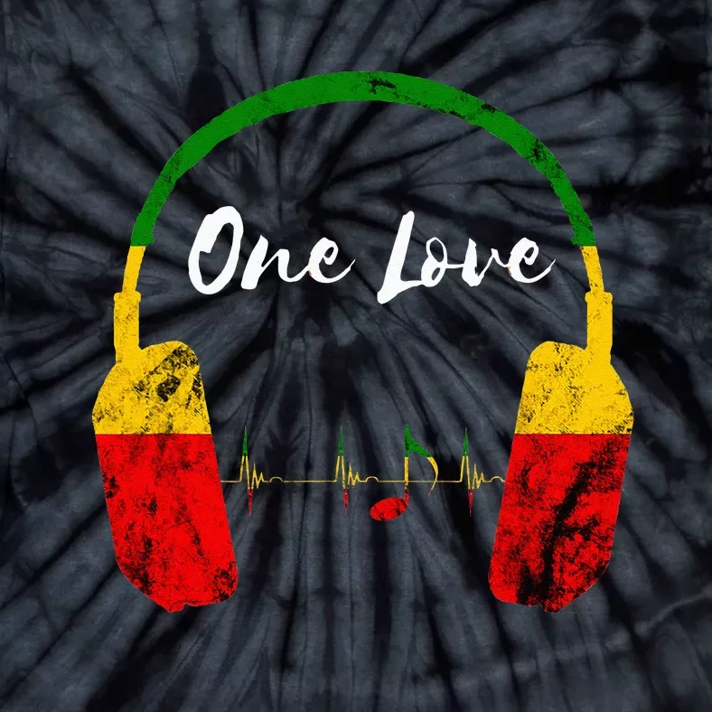 Rasta Reggae Music Headphones Jamaican Pride One Love Tie-Dye T-Shirt