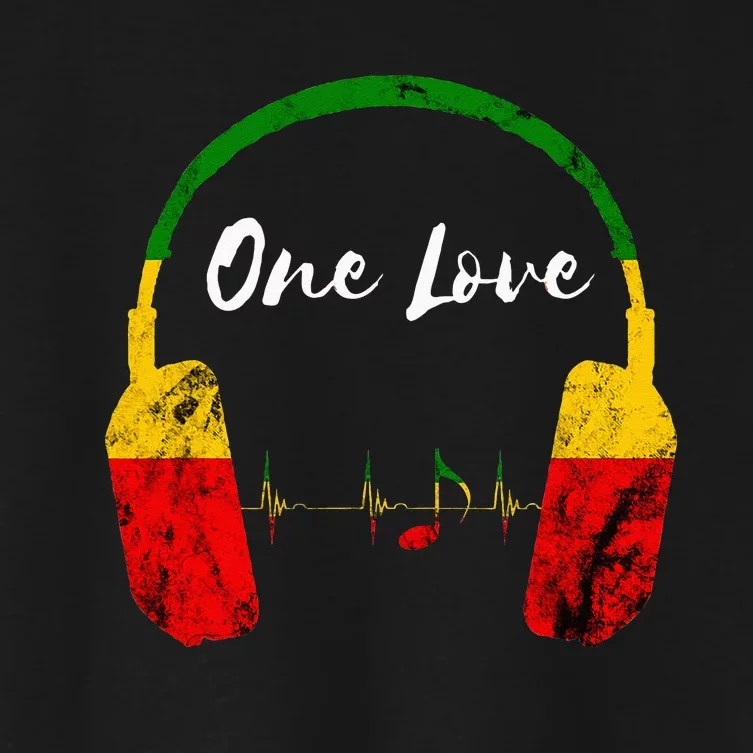 Rasta Reggae Music Headphones Jamaican Pride One Love Women's Crop Top Tee