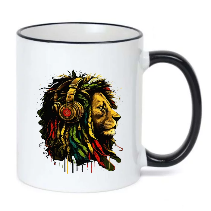 Rasta Reggae Music Headphones Jamaican Pride Lion Of Judah Black Color Changing Mug