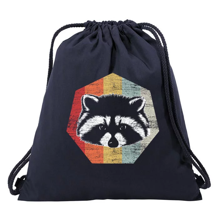 Retro Racoon Meaningful Gift Raccoon Trash Panda Funny Gift Drawstring Bag