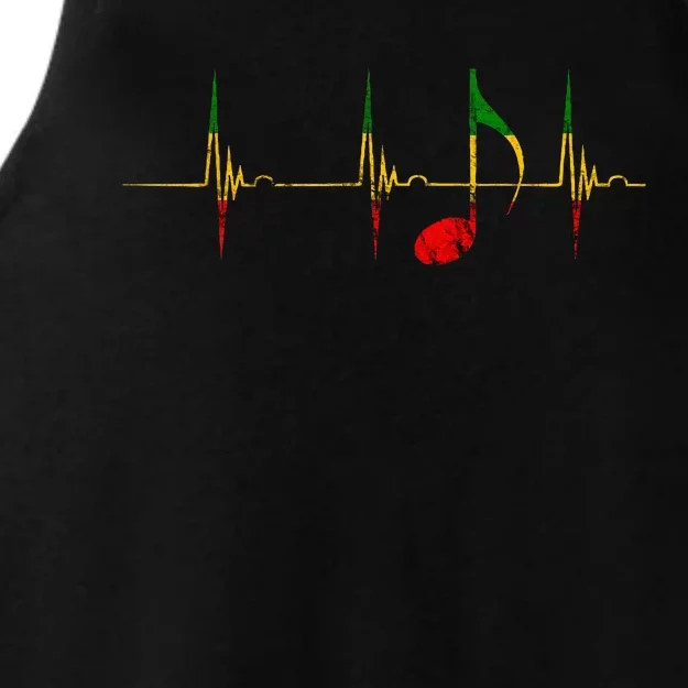 Rasta Reggae Music Notes Heartbeat EKG Pulse Clefs Ladies Tri-Blend Wicking Tank